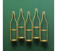 Botellero de hierro forjado montado en la pared con forma de botella, estilo industrial simple, de metal, decorativo, duradero y elegante, color dorado