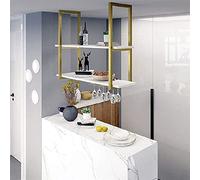 Botellero de hierro macizo y madera para decoración elegante del hogar, ahorro de espacio para cocina y comedor