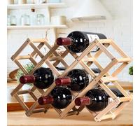 Botellero de Madera Botelleros Plegables para 10 Botellas Bastidores Independientes de Estilo Moderno Soporte para Botellas Resistente Estante de exhibición para Armario de Mesa, Adornos de jardín