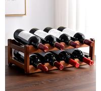 Botellero de madera, soporte de pie para vino, vitrina de mostrador, botellero para cocina, bar, despensa, bodega, sótano, estantería (2 pisos)