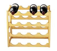 Botellero de mesa, botellero apilable, soporte para botellas de madera estable de 20 botellas de madera, estante de vino de 4 niveles que ahorra espacio, estante de exhibición de botella de bar