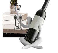 Botellero de mesa de vino, soporte para botellas de vino de resina con colgador abrebotellas, decoración de escultura de mesa de comedor, botella de vino decorativa independiente para amantes del vino