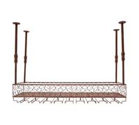 Botellero de metal ajustable de 35 - 55 cm hasta 50 kg bronce | 100 x 30 x 30 cm hasta 30 vasos y 20 vinos 2,35 - 2,55 m de altura de la habitación, estante de techo, estantería para vino