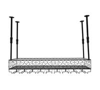 Botellero de metal ajustable de 35 - 55 cm hasta 50 kg, color negro | 100 x 30 x 30 cm hasta 30 vasos y 20 vinos 2,35 - 2,55 m de altura de la habitación, estante de techo, estantería para vino