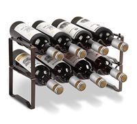 Botellero de metal apilable para 8 botellas, para sótano, bar y almacenamiento, estante para vinos, estable modular expandible botellas y almacenamiento de vino (2 niveles)