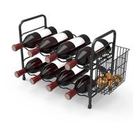 Botellero de metal de doble capa, para 8 botellas, apilable, estantería para vino y bebidas para cocinas, bares, almacenes, bodegas y restaurantes