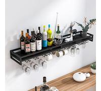 Botellero de metal moderno montado en la pared，Moda mueble botellero，estantes de pared para botellas de vino，estanterias colgantes almacenamiento，Salón, bar, cocina, restaurante(Black,80cm/31.5in)