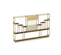 Botellero de metal montado en la pared con iluminación LED, estante de estilo industrial para exhibición de botellas de vino, perfecto para decoración del hogar, bar y comedor