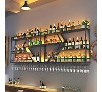 Botellero de metal montado en la pared con luz LED, almacenamiento colgante de 3 niveles para bar o cocina, estante de exhibición industrial de botellas de licor con soporte de vidrio