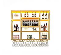 Botellero de metal montado en la pared, estante flotante grande de 3 niveles con luz LED para botellas de licor, diseño moderno de hierro para cocina y bar