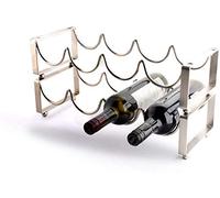 Botellero de metal para 4 botellas con 2 niveles apilables, plateado, 45,5 x 17 x 23 cm, estante portátil para vino (color: plateado, tamaño: 45,5 x 17 x 23 cm)