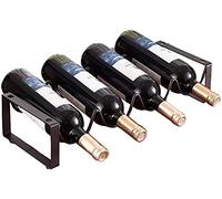 Botellero de metal para 4 botellas de vino para encimera, soporte para vino, protector de espacio para vino rojo y blanco portátil (color: negro Tamaño: 45 x 11 x 17 cm)