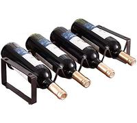 Botellero de metal para 4 botellas de vino para encimera, soporte para vino, protector de espacio para vino rojo y blanco portátil (color: negro Tamaño: 45 x 11 x 17 cm) almacenamiento