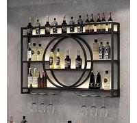 Botellero De Metal Para Montar En La Pared - Botelleros Redondos Para Colgar Industriales Para El Hogar, Restaurante, Bares - Elegante Estante Para Copas De Vino Y Estantes Flotantes - Expositor De