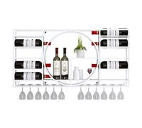 Botellero de Pared Blanco con Estante Colgante para Botellas y Vasos, Ideal para Guardar Botellas y Vasos, Ideal para Mueble de Bar o cafetería de Esquina, 100 x 11 x 52 cm.