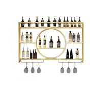 Botellero De Pared con Iluminación LED, Soporte Metálico para Botellas De Vino, Estante Colgante para Copas, Botellero De Pared para Bar, Cocina O Bodega,Oro,100cm*15cm*80cm