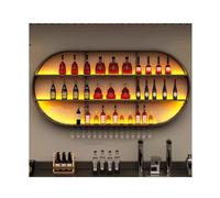 Botellero de Pared con Soporte para Copas, botellero de Metal con Arco Redondo, Estante de Almacenamiento y exhibición de Vino, para Bar, Comedor o Cocina (Color: Negro, Tamaño: 14