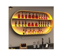 Botellero de Pared con Soporte para Copas, botellero de Metal con Arco Redondo, Estante de Almacenamiento y exhibición de Vino, para Bar, Comedor o Cocina (Color: Dorado, Tamaño: 1