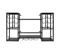 Botellero de pared con soporte para cristal, 97 x 25 x 60 cm, industrial montado en la pared, estante de bar con estante de cristal, soporte para exhibición de vino, estante para botellas de pared