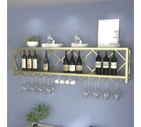 Botellero de pared con soporte para vidrio, gabinete de vino de 2 niveles para decoración de cocina, bar, diseño moderno