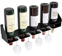 Botellero de pared de hierro Jiujia para 5 botellas de vino y horno de 56 cm, color negro