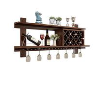 Botellero de pared de madera maciza, estante de vino de pared, simple y moderno, enfriador de vino montado en la pared, elegante estante de vino de estilo francés (color: marrón. Tamaño: 1,4 m)