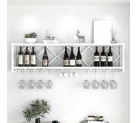 Botellero de Pared, Estante Metálico para Botellas con Soporte para Copas Colgante, Tubo Grueso y Resistente, Alta Capacidad de Carga para el Hogar, Bar, Cafetería y Restaurante(White,60x25x40cm)