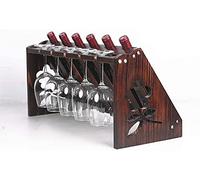 Botellero de pared hecho de madera maciza que decora la sala de estar con una botella de vino en la cabeza, estante de doble uso, estante de vino de vidrio para colgar, estante pequeño para vino