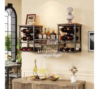 Botellero de pared Industrial, Soporte para Botellas de Metal, Botellero montado en la pared con 3 Portavasos, Estantes de Exhibición de Vino, multifuncional, parte de vino,comedor,cocina,100*45*25cm