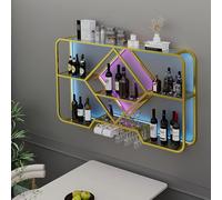 Botellero de pared LED con soporte para vidrio, moderno gabinete de vino de madera, almacenamiento de vino negro con botella y pantalla de vidrio, muebles familiares elegantes para los amantes del