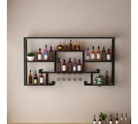 Botellero de pared LED de estilo chino con soporte para botellas y vasos de gran capacidad