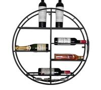 Botellero de pared metálico, estante flotante redondo para bar, expositor creativo para botellas de licor con soporte para copas, soporte industrial para botellas de vino, organizador compac