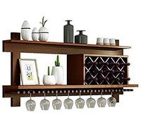 Botellero de pared montado en la pared, soporte de pared de madera maciza ajustable, estante multifunción para el hogar, retro, decorativo, para botellas de techo, 80 °C