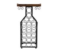 Botellero de pie hasta 50 kg para 19 botellas, 42 x 30 x 85 cm | Botellero de 9 cm de diámetro con estante superior para vino, soporte para vino, soporte para vino, soporte para vino