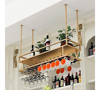 Botellero de Techo, Altura Ajustable, Estante de Almacenamiento Colgante de 2 Niveles, Estante de Decoración, Porta Copas de Copa, para Bares/Restaurantes/Estante de Exhibición de Cocinas (S