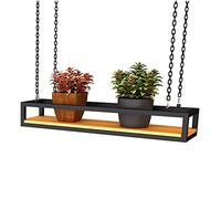 Botellero de Techo Estante de Almacenamiento de Madera, Altura Ajustable, con Estantes Retro Industriales de Cadena de Hierro de 1 m de Largo, Soporte para Copas, Soporte Decorativo para Bar