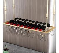 Botellero de techo industrial colgante redondo para vino con soporte para copa de brazo para cocina, bar y comedor, 60 x 30 cm, elegante decoración del hogar, solución de ahorro de espacio