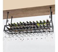 Botellero de Techo Industrial de 2 Capas, Altura Ajustable, Copas de Vino de Metal, Estante de Copa de Vino de Hierro Colgante, para Bares, Restaurantes, Cocinas (Size : 50cm)