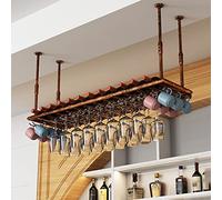 Botellero de techo para copas de vino, soporte colgante de metal ajustable, soporte flotante de hierro para botellas de vino, estante de almacenamiento para bar, cafetería, cocina, fiesta (bronce, 12