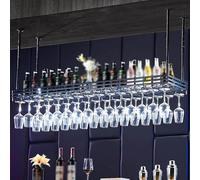 Botellero de techo - Soporte de vino colgante de metal para el hogar, restaurante y bar - Almacenamiento y exhibición multifuncional de vino que ahorra espacio