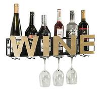 Botellero de vino para copas de vino Soporte de vidrio montado en la pared estilo castillo de Burdeos con capacidad para 6 botellas para el hogar, cocina, bar (Color: Negro Tamaño: 6 botellas)