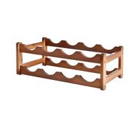 Botellero, Diseño En Forma Onda, 43x23.5x15cm, Botellero De Bambú Apilable, Organizador De Alcohol Para Encimera 2 Niveles, Soporte Estable Para Botellas, Para Uso En El Mostrador De La Barra De