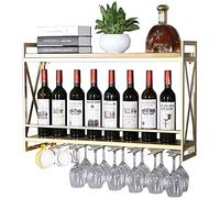 Botellero flotante de hierro forjado montado en la pared con estante y soporte para vidrio, estante para vidrio, 100 x 20 x 52 cm