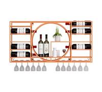 Botellero flotante de metal para pared con soporte para copas: expositor creativo para botellas de licor, organizador colgante multifuncional para cocina y bar, diseño que ahorra espacio (na