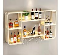 Botellero Grande de Pared, estantes flotantes de Metal para Barra, Estante de exhibición de Botellas de Licor con Luces LED y Soporte para Copas de Vino, Soporte industri