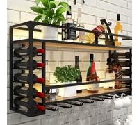 Botellero Industrial de Pared, Moderno y Sencillo Estante Colgante para Copas, botelleros de Pared con Soporte para Copas, Estante de exhibición para Botellas, para decoración de Bar en casa