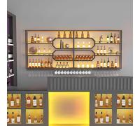 Botellero Industrial Montado En La Pared, 4 Niveles Estante Multifuncional Metálico De Pared, Estante para Botellas De Vino Montado En La Pared, Adecuado para El Hogar, Bar (300*125*25CM)