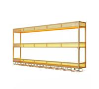 Botellero Industrial montado en la pared, accesorios para barra de vidrio, estante de exhibición multifuncional para almacenamiento de vino, para el hogar, Bar, comedor, despensa (color: dorado,