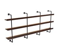 Botellero industrial montado en la pared con luces LED - Soporte para copas de metal Lar y estante flotante para decoración del hogar para amantes del vino y animadores.