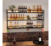 Botellero industrial montado en la pared con portavasos de 3 niveles vertical de metal para el hogar, bar, diseño de ahorro de espacio (tamaño: 39.4 x 9.8 x 35.4 pulgadas)